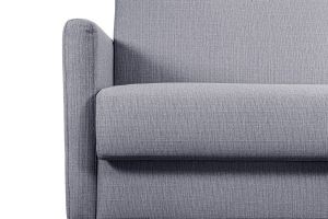 Canapé convertible 3 places en tissu gris clair et bois clair avec matelas 13 cm SKANDY