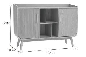 Buffet scandinave en bois clair 2 portes L122 cm HALLEN