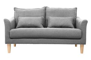 Canapé scandinave 2 places en tissu gris et bois clair KATE