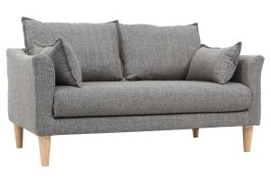 Canapé scandinave 2 places en tissu gris et bois clair KATE