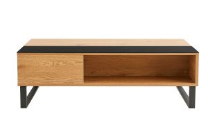Table basse relevable rectangulaire bois clair et métal noir L110 cm WYNN