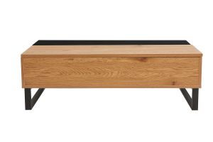 Table basse relevable rectangulaire bois clair et métal noir L110 cm WYNN