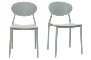 Chaises design empilables gris clair intérieur - extérieur (lot de 2) ANNA