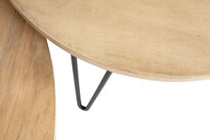 Tables basses gigognes rondes bois manguier massif et métal noir (lot de 2) VIBES