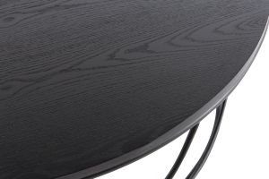 Table basse ronde bois noir et métal noir D80 cm LACE