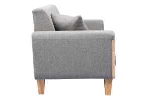 Canapé scandinave 3 places en tissu gris et bois clair FJORD