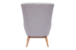 Fauteuil scandinave en tissu effet velours texturé gris clair et bois clair BRODY