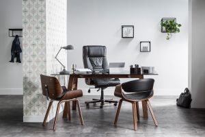 Chaise design noir et bois foncé RUBBENS