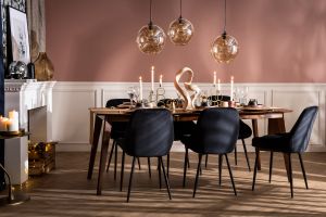 Chaises design noires en tissu velours et métal (lot de 2) HOLO
