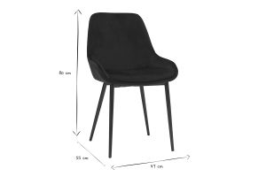 Chaises design noires en tissu velours et métal (lot de 2) HOLO