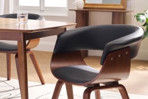 Chaise design noir et bois foncé noyer OKTAV