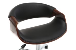 Chaise de bureau à roulettes design noir bois foncé noyer et acier chromé ARAMIS