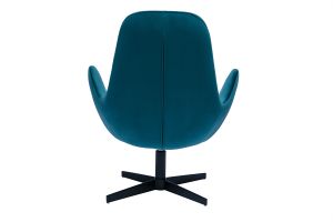 Fauteuil pivotant design en tissu velours bleu canard et métal noir ANDY