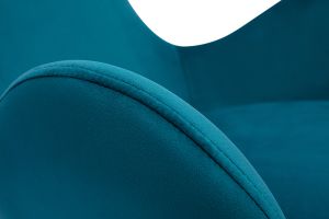 Fauteuil pivotant design en tissu velours bleu canard et métal noir ANDY