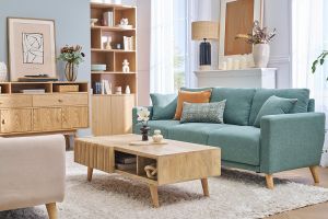 Mesa de centro en mango macizo con puertas correderas ALBA