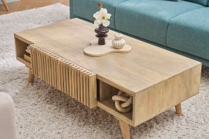 Mesa de centro en mango macizo con puertas correderas ALBA