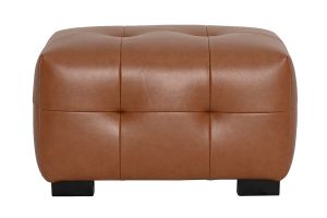 Pouf repose-pieds design en cuir marron CORTO