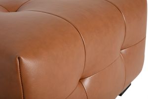 Pouf repose-pieds design en cuir marron CORTO