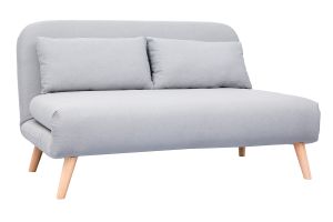 Divanetto clic clac 2 posti in tessuto grigio chiaro AMIKO