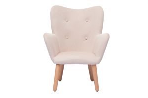 Fauteuil enfant scandinave en tissu rose poudré et bois clair BABY BRISTOL