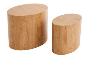 Tables basses gigognes ovales scandinaves bois clair finition chêne (lot de 2) WOODY