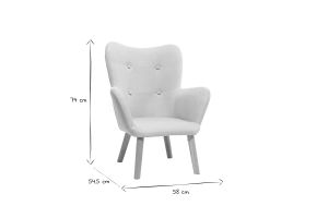 Fauteuil enfant scandinave en tissu rose poudré et bois clair BABY BRISTOL