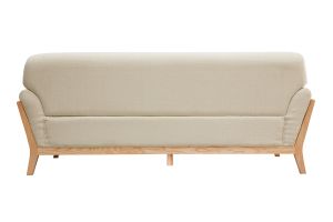 Canapé scandinave 3 places en tissu beige et bois clair YOKO