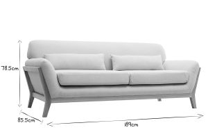 Canapé scandinave 3 places en tissu beige et bois clair YOKO