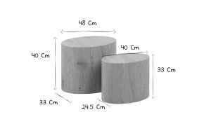Tables basses gigognes ovales scandinaves bois clair finition chêne (lot de 2) WOODY