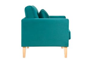 Poltrona scandinava velluto petrolio piedi in legno chiaro OSLO