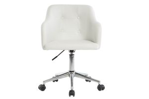 Chaise de bureau à roulettes design blanc et acier chromé BALTIK