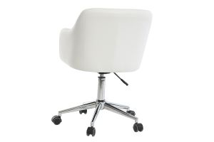 Chaise de bureau à roulettes design blanc et acier chromé BALTIK