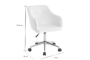 Chaise de bureau à roulettes design blanc et acier chromé BALTIK