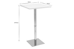Table de bar design carrée blanche L60 cm JACK