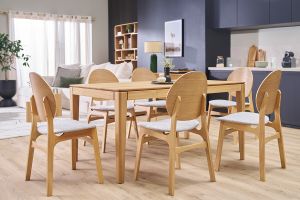 Chaises scandinaves en bois clair et tissu gris clair (lot de 2) ELTON