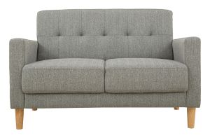 Canapé scandinave 2 places en tissu gris et bois clair MOON
