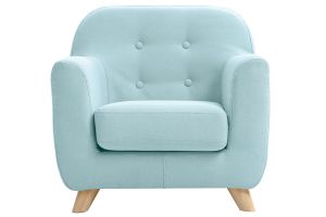 Fauteuil enfant scandinave en tissu menthe à l'eau et bois clair NORKID
