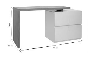 îlot - table de bar modulable avec rangement blanc mat et bois clair chêne L140-165 cm MAX