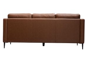 Canapé vintage 3 places cuir marron et bois noir OXMO