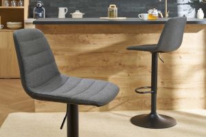 Tabourets de bar réglables tissu et métal gris foncé (lot de 2) SAURY