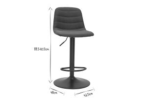 Tabourets de bar réglables tissu et métal gris foncé (lot de 2) SAURY