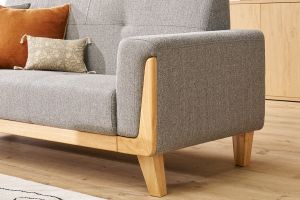 Canapé scandinave 3 places en tissu gris et bois clair FJORD