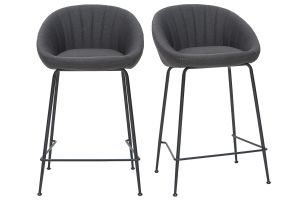 Tabourets de bar design tissu gris foncé 65 cm (lot de 2) SHERU