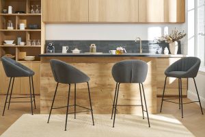 Tabourets de bar design tissu gris foncé 65 cm (lot de 2) SHERU