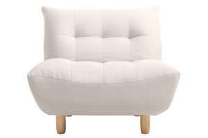 Fauteuil scandinave en tissu beige et bois clair YUMI