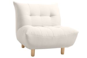 Fauteuil scandinave en tissu beige et bois clair YUMI