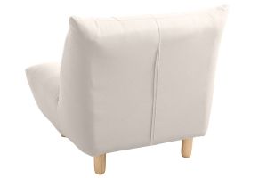 Fauteuil scandinave en tissu beige et bois clair YUMI