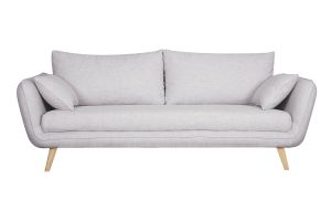 Canapé scandinave 3 places en tissu gris clair chiné et bois clair CREEP