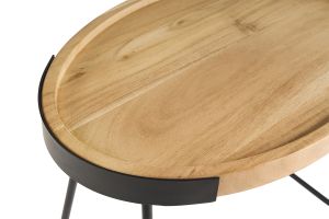 Tables basses gigognes bois massif et métal noir (lot de 2) ELAVO