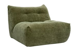 Fauteuil lounge en tissu effet velours texturé vert kaki BUMPY